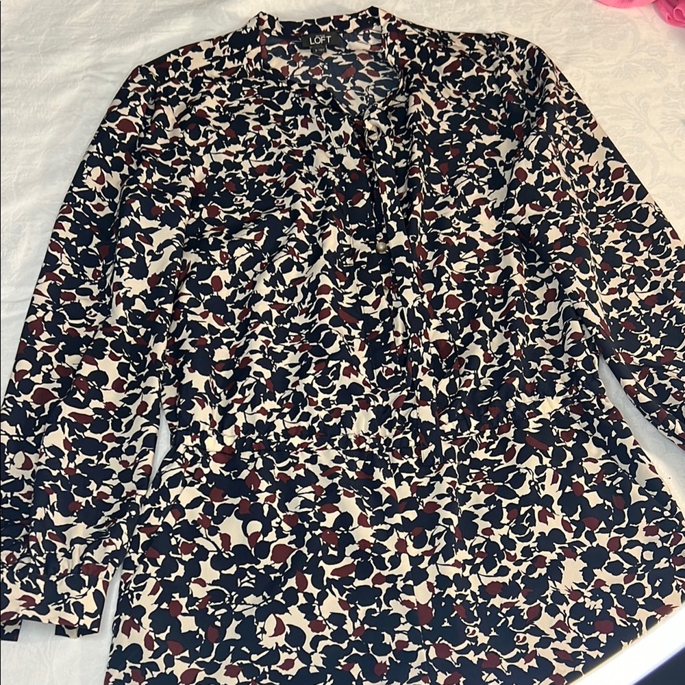 LOFT Abstract Print short jumpsuit in Black and Cream